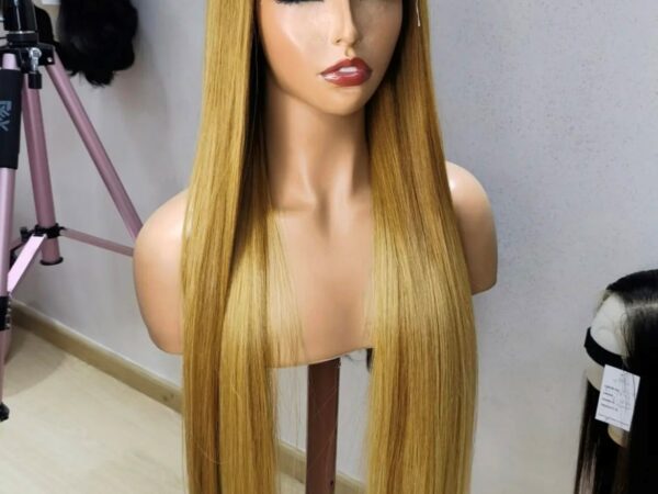 STRAIGHT 30”/2.5 BUNDLES GLUELESS FRONTAL WIG BLONDE